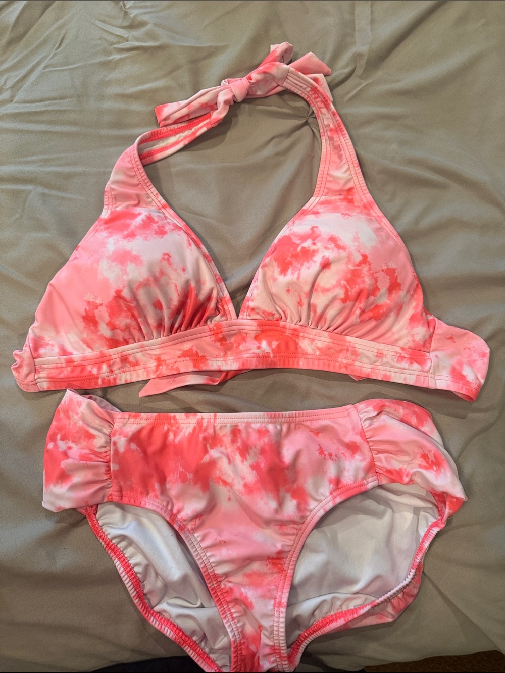 VENUS Pink Coral Tie-Dye Halter Bikini Set